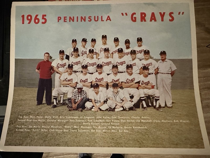 1965 Peninsula Grays Team Photo – Reds Affiliate – 5 Future MLB Players