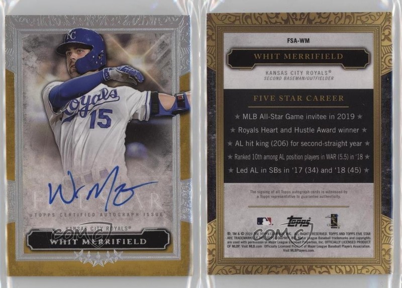 2020 Topps Five Star Gold /10 Whit Merrifield #FSA-WM Auto 15g5 gallery