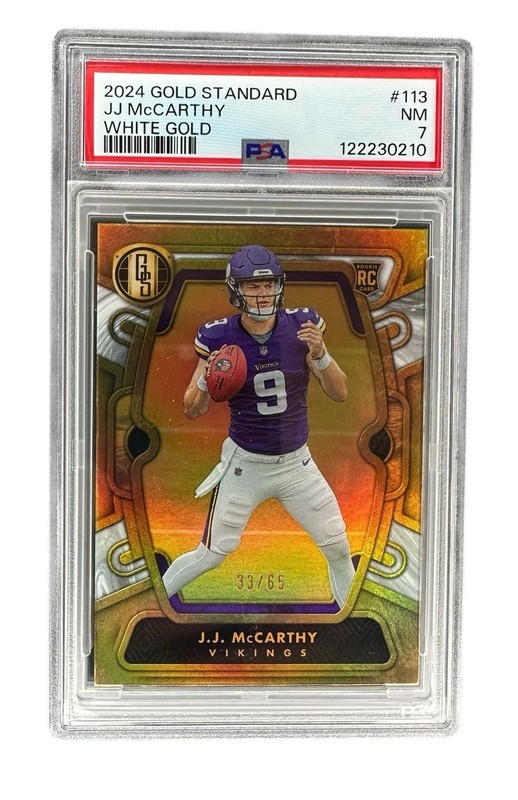 2024 PANINI GOLD STANDARD #113 J.J. McCARTHY RC /65 VIKINGS PSA 7