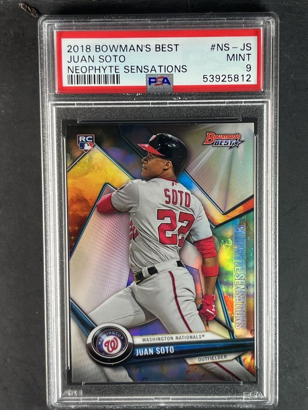 2018 Bowman’s Best – Neophyte Sensations Refractor #NS-JS Juan Soto PSA 9💎🔥RC