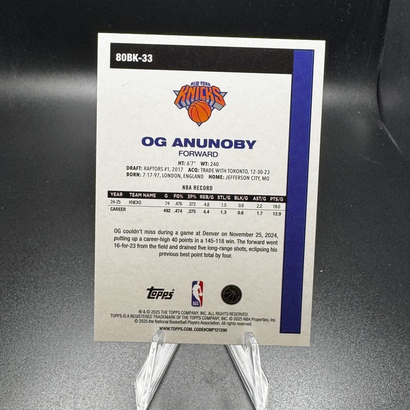 2025-26 Topps #80BK-33 OG Anunoby 1980-81 Topps Basketball gallery