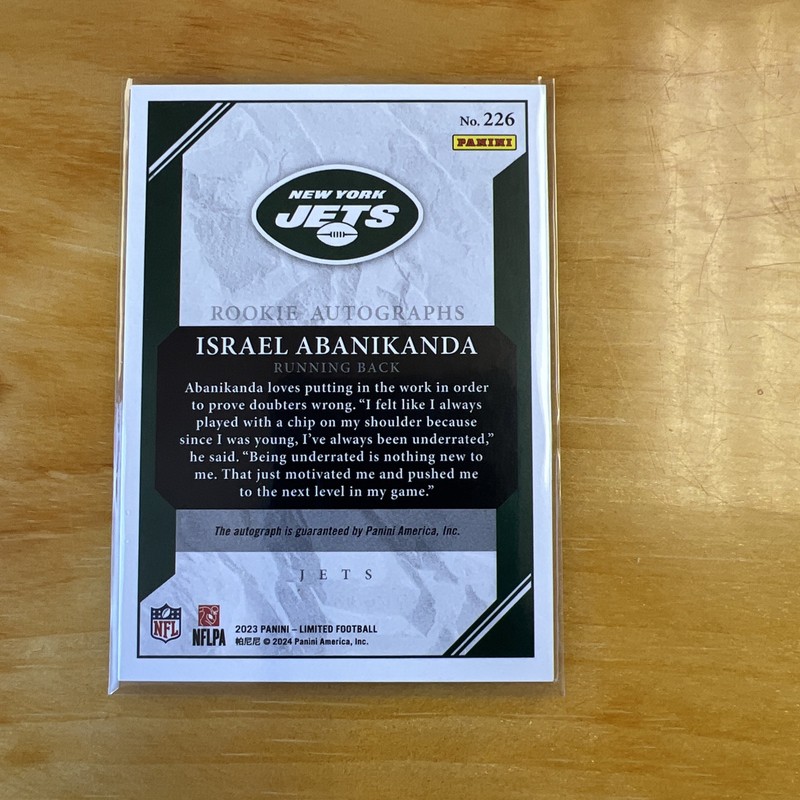 2023 Panini Limited - Rookie Autographs Gold Spotlight Israel Abanikanda /49 gallery