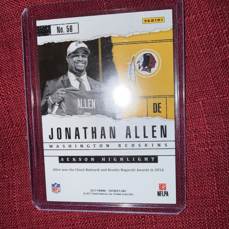 2017 Panini Father's Day #56 Jonathan Allen RC Rookie Redskins Galactic /10 gallery