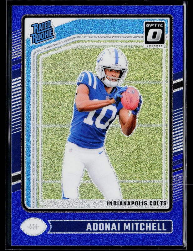 2024 Donruss Optic #203 Adonai Mitchell Blue Glitter