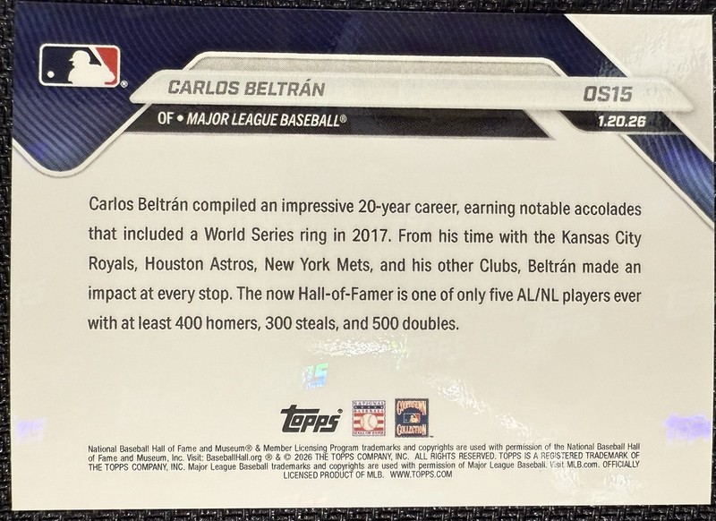2026 Topps NOW Carlos Beltran Hall of Fame Mets MLB Card gallery