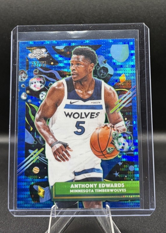 2025-26 Topps Chrome Cosmic Anthony Edwards Timberwokves Blue Pulsar /99