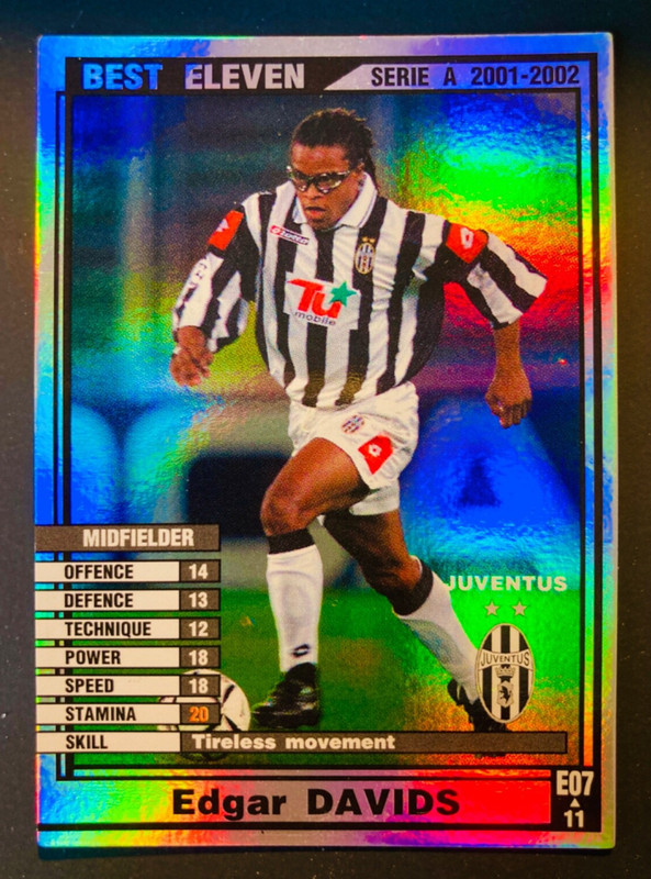 2001-02 Panini WCCF Serie A Best Eleven E07 Edgar Davids Juventus refractor card