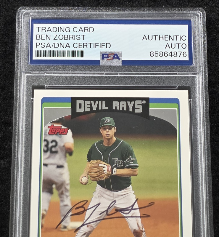 2006 BEN ZOBRIST Signed Topps ROOKIE Card-TAMPA BAY RAYS-CHICAGO CUBS-PSA gallery