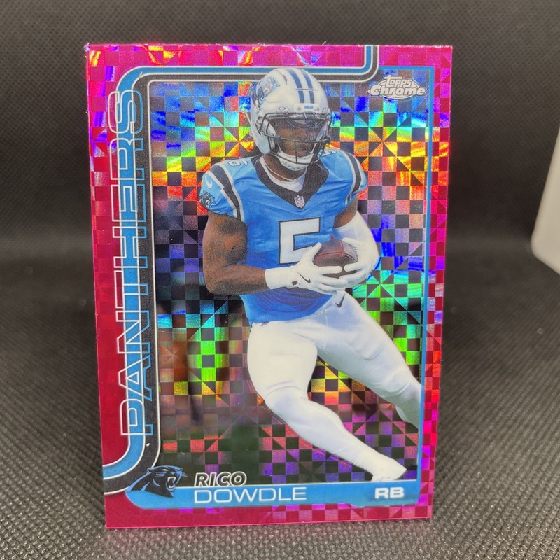 2025 Topps Chrome Football Rico Dowdle Hot Pink X-Fractor #43 Panthers Steelers