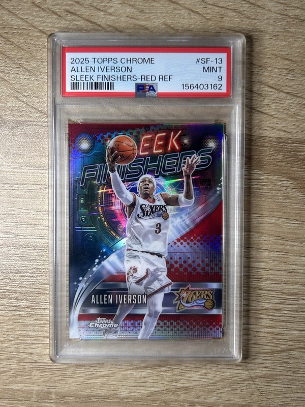 2025-26 Topps Chrome – Sleek Finishers Allen Iverson True Red Refractor PSA 9 /5