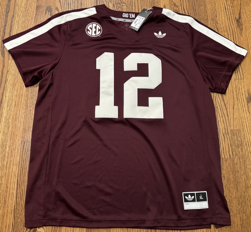 Texas AM Aggies Adidas Originals Throwback Retro NCAA Premier Football Jersey XL gallery