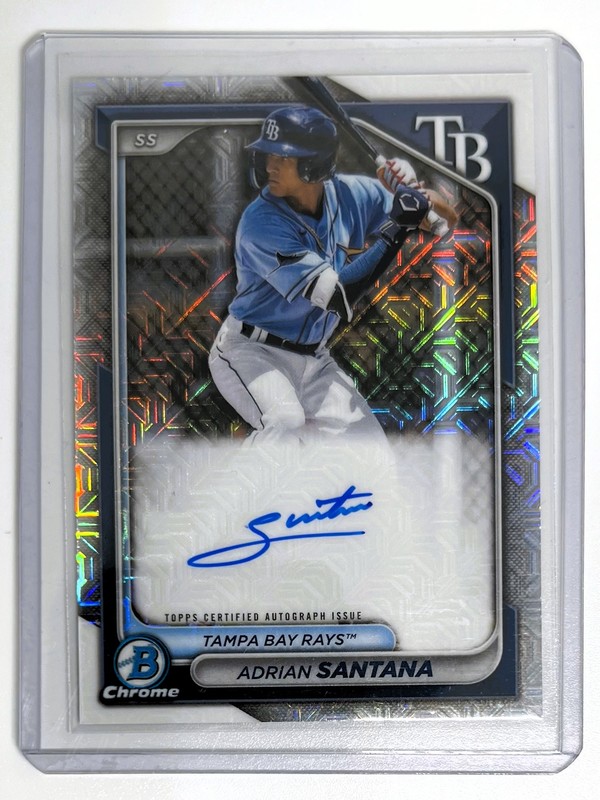 Adrian Santana 2024 Bowman Chrome #BMA-AS Rookie Mojo Refractor Auto – TB Rays