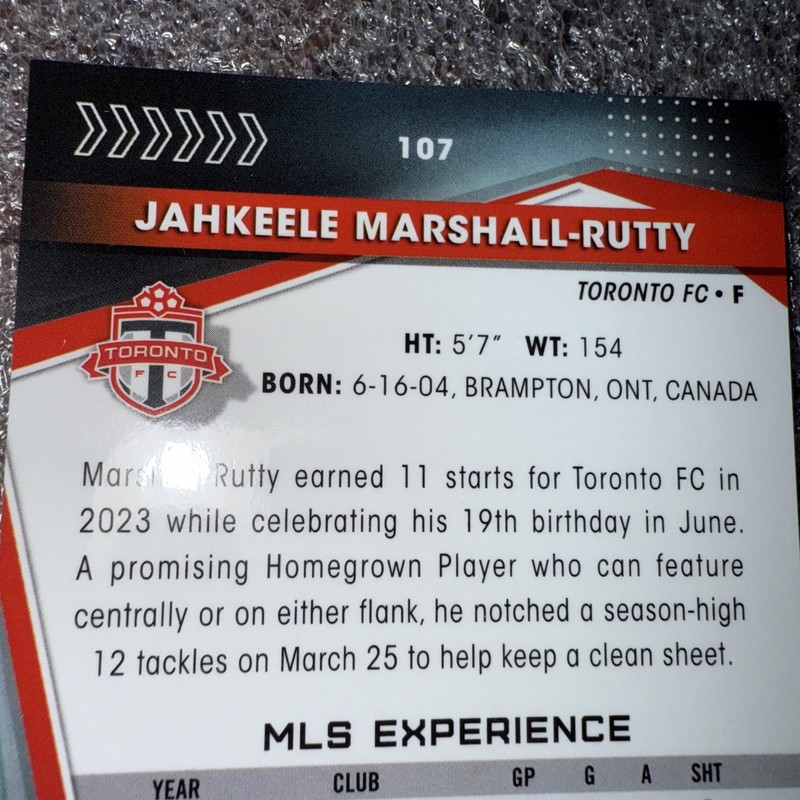 2024 Topps Chrome Sapphire MLS Jahkeele Marshall-Rutty Refractor /25Orange #107 gallery