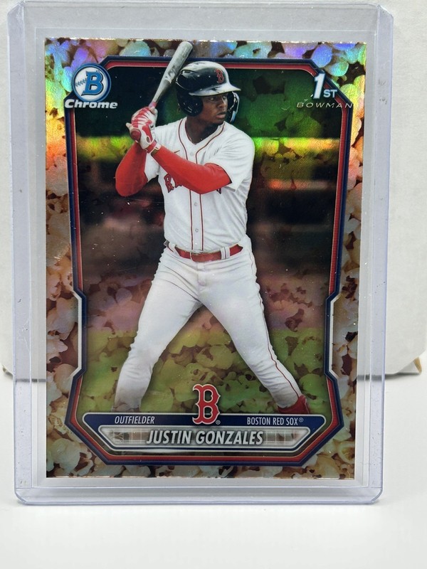 2026 Bowman Chrome Justin Gonzales Popcorn Refractor BCP-141 SSP Boston Red Sox