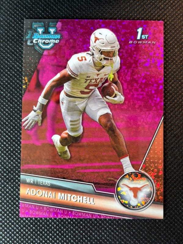 2023 Bowman U Chrome #10 Adonai Mitchell Fuschia Mini Diamond Refractor #/150