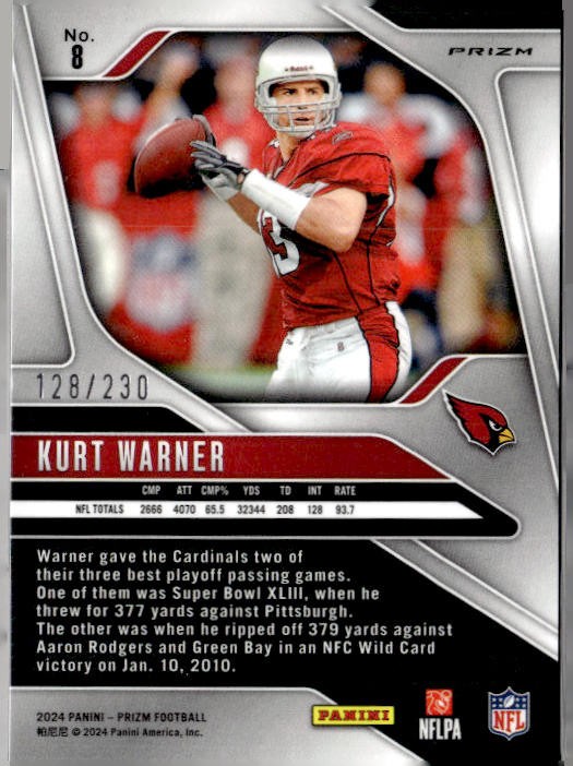 2024 Panini Prizm #8 Kurt Warner Blue Wave #/230 gallery