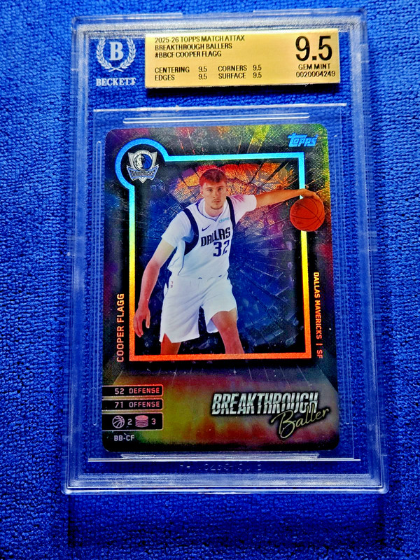 2025 Topps Match Attax RC Cooper Flagg Rookie Holofoil MINT SP BGS 9.5 TRUE GEM