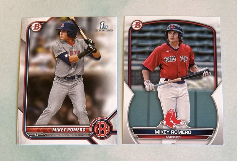 Mikey Romero 2022 Bowman Draft 1st #BD-42 & 2023 #BP-69 Boston Red Sox