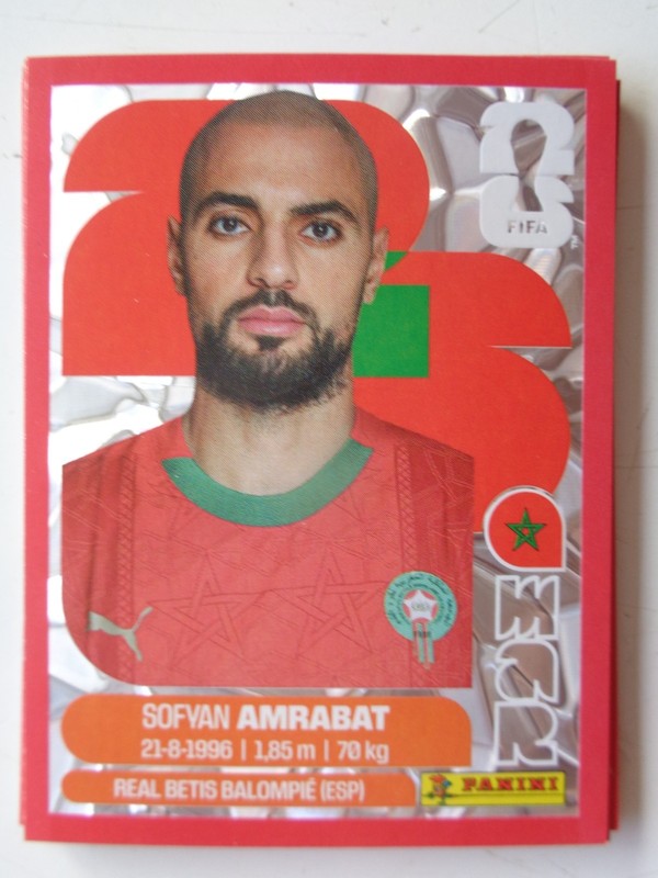 Sofyan Amrabat MAR 10 RED crumple 2026 PANINI WORLD CUP GOLD ONLINE Sticker