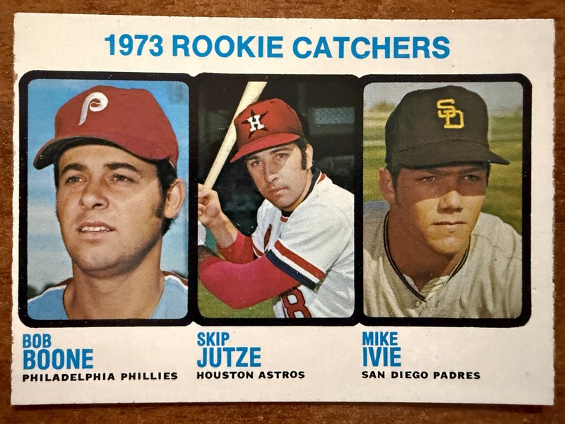 1973 Topps High Numbers Rookie Catchers: Bob Boone, Skip Jutze, Mike Ivie #613