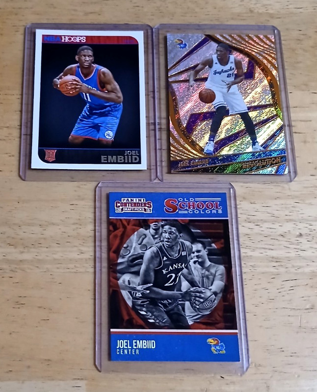 Joel Embiid 76ers LOT (3) 2014 Hoops RC/ School Colors DRAFT Picks/ Revolution