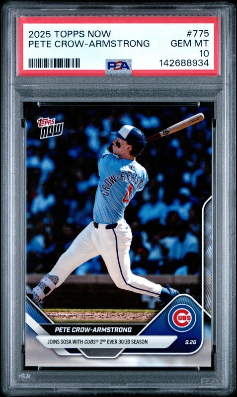 2025 Topps Now #775 Pete Crow-Armstrong PSA 10 GEM MINT Cubs 30/30 Season