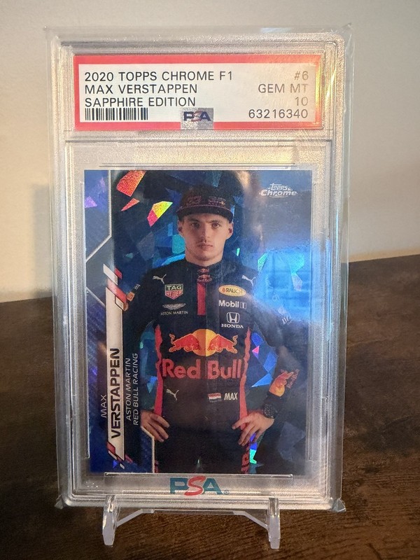 2020 Topps Chrome Formula 1 Sapphire Max Verstappen RC #6 PSA 10 Red Bull