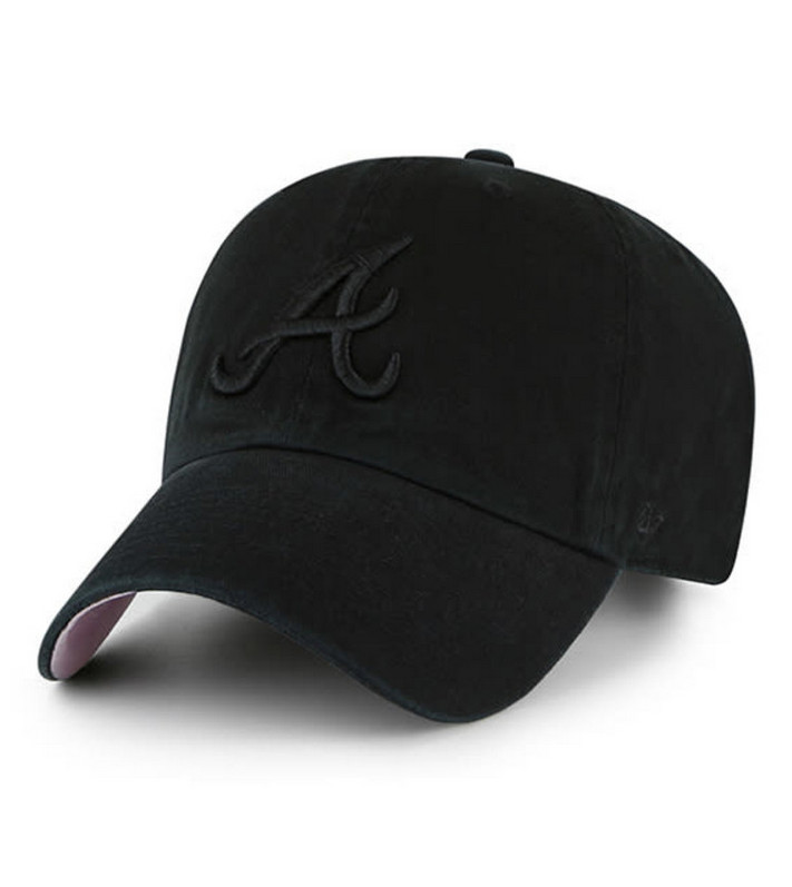 Atlanta Braves ’47 Brand Black On Black Ballpark Clean Up Adjustable Dad Hat