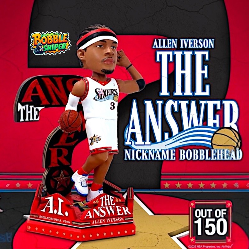 ALLEN IVERSON “The Answer” Philadelphia 76ers Nickname #150 NBA Bobblehead