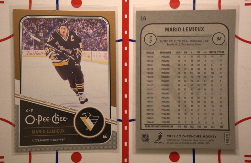 2011-12 O-Pee-Chee Mario Lemieux Marquee Legends #L6 SP Pittsburgh Penguins HOF