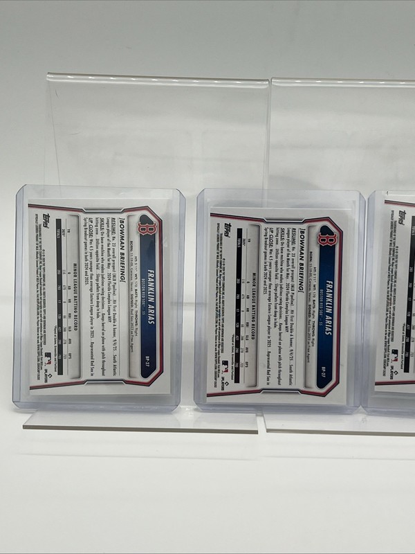 2026 Bowman Franklin Arias Lot of 4 Cards #BP-27 Boston Red Sox Baseball Cards gallery