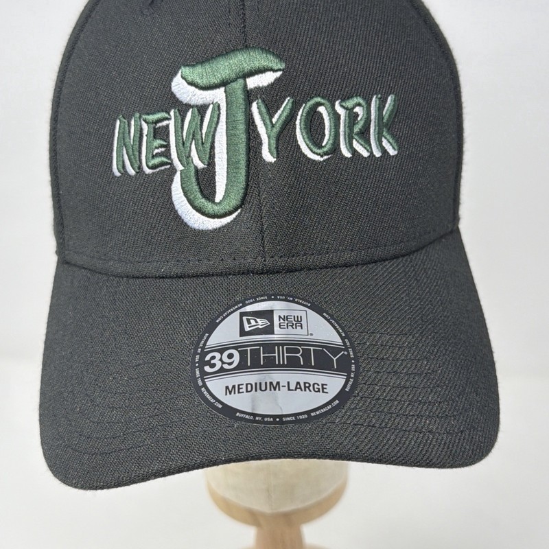 New Era New York Jets 39THIRTY Flex Fit Hat Black Green NFL M/L gallery