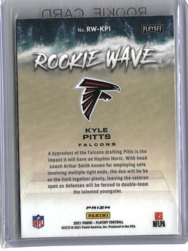 2021 Panini Playoff #RW-KPI Kyle Pitts Rookie Wave Pink Prizm RC FALCONS gallery