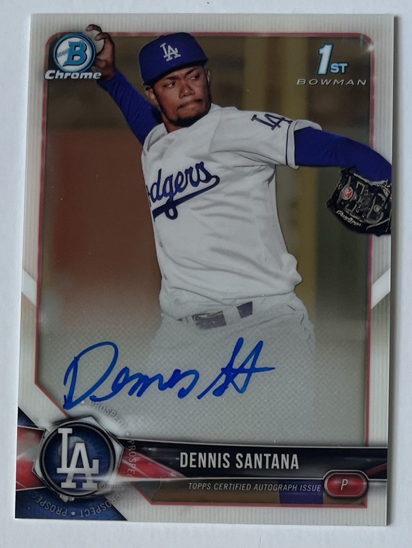 Dennis Santana Dodgers Pirates 2018 Bowman Chrome Auto Autograph Rookie RC
