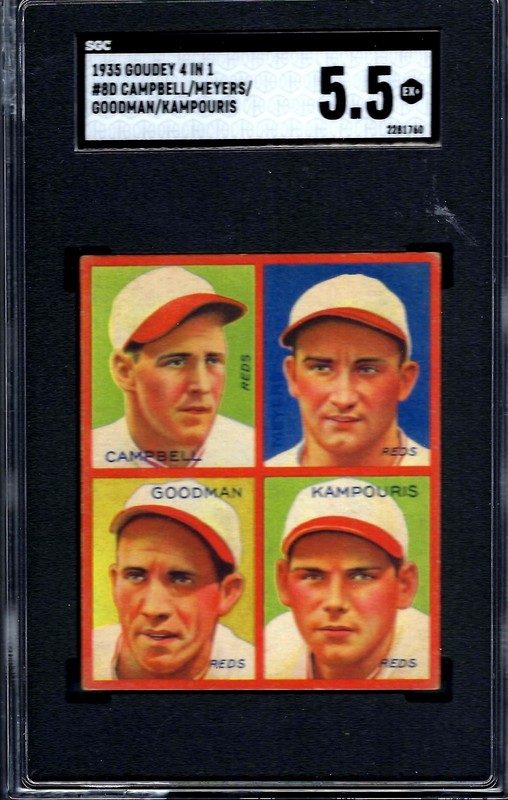 1935 Goudey , Meyers, Campbell,Goodman,Kampouris, # 80 , Graded SGC 5.5. Centerd
