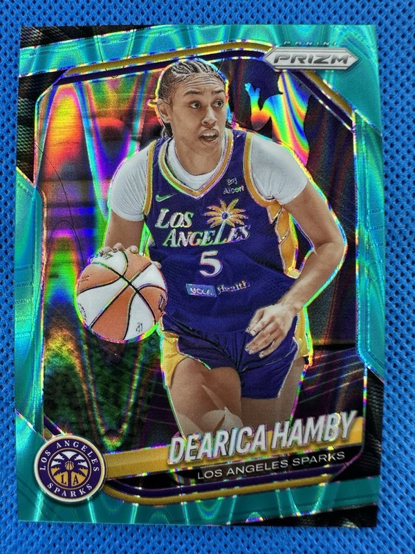 2025 #39 Dearica Hamby Panini Prizm WNBA Teal Seismic Prizm 15/49 Sparks