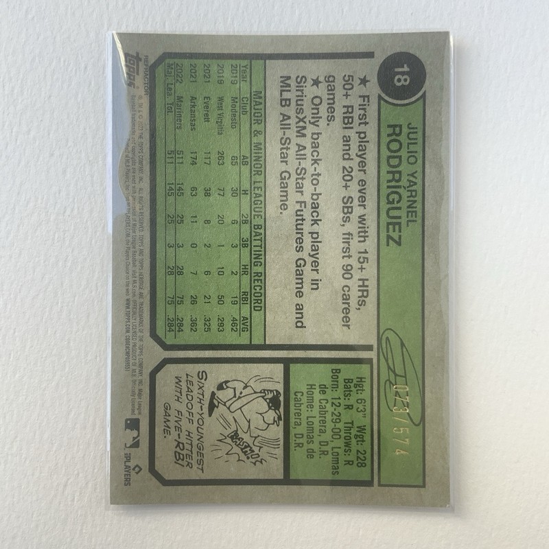 2023 Topps Heritage - Julio Rodriguez #18 Chrome Refractor /574 gallery