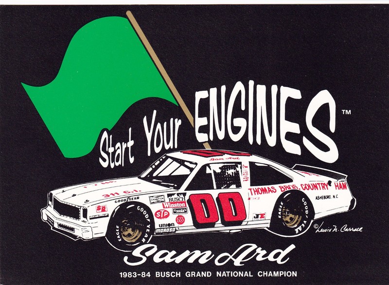 SAM ARD – THOMAS BROS HAM – START YOUR ENGINES 7″ X 5″ POSTCARD – #1 IN A SERIES