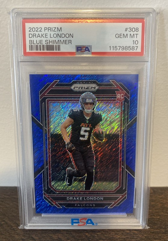 Drake London 2022 Prizm Rookie PSA 10 Blue Shimmer #01/25 Falcons
