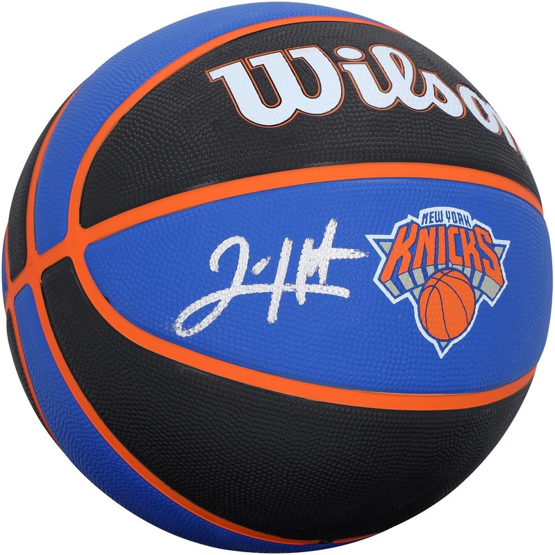 Josh Hart New York Knicks Signed Black and Blue Wilson Team Tribute Basketball