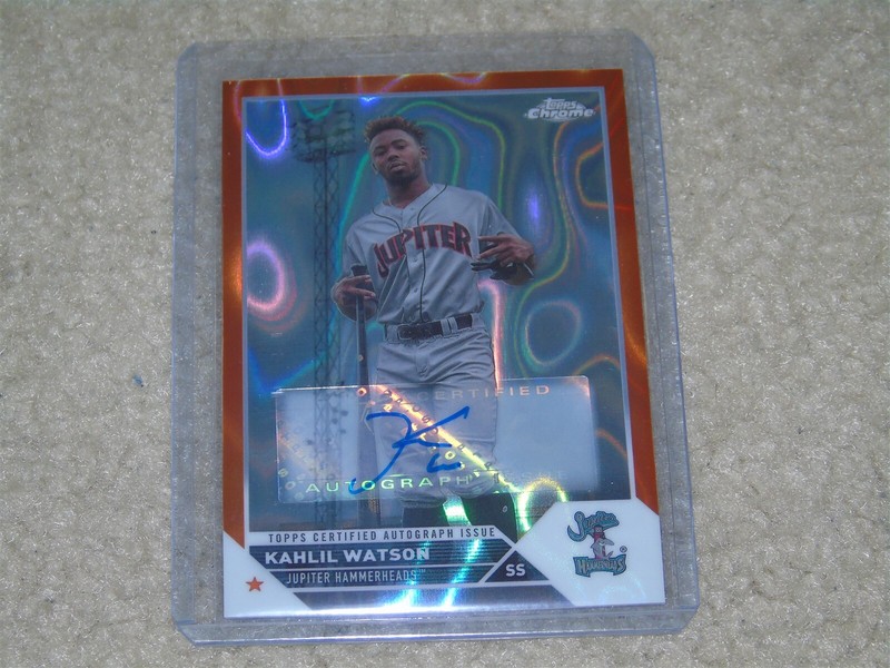 2023 Topps Pro Debut Kahlil Watson Chrome Orange Lava Refractor Auto 15/25
