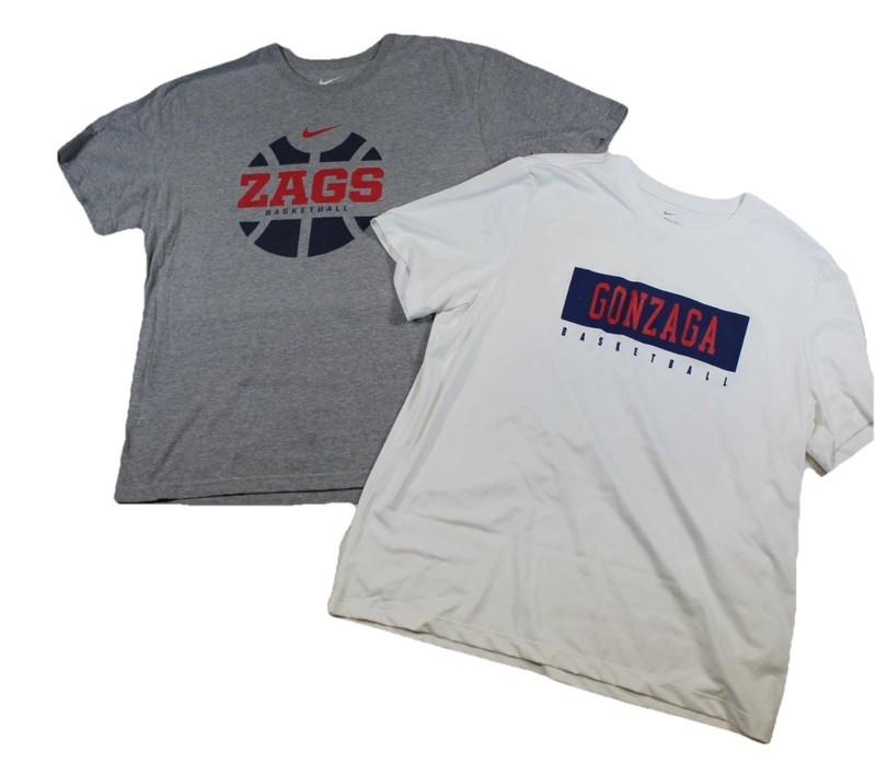 Gonzaga Bulldogs T-Shirt Mens 2XL Gray White Nike Basketball Cotton Lot Of 2 gallery
