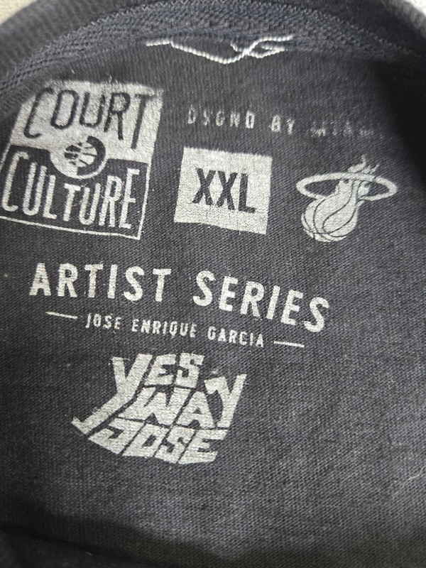 Mens NBA Miami Heat Court Culture Artist Series Yes Way Jose T Shirt Size 2XL gallery