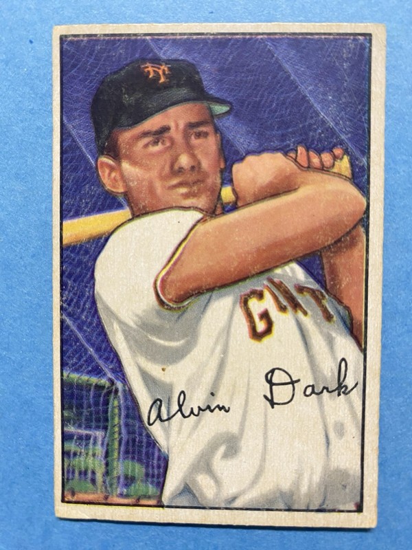 1952 Bowman – Alvin Dark #34 New York Giants Baseball Card No Creases Ink Back