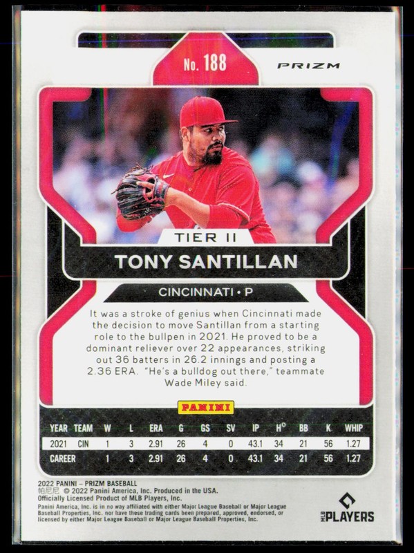 2022 Panini Prizm #188 Tony Santillan Green Prizm gallery