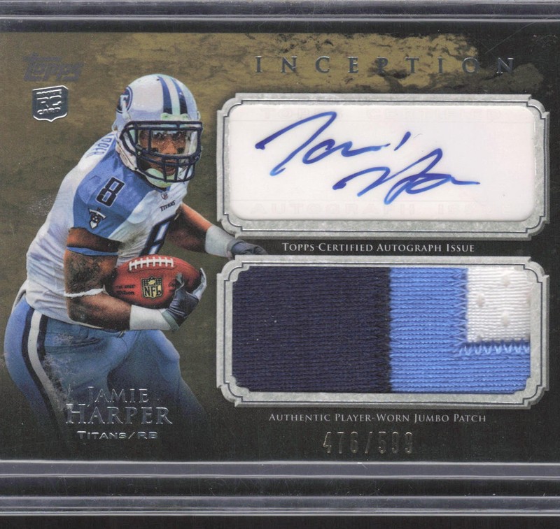 Jamie Harper 2011 Topps Inception Rookie Jumbo Patch Autographs SN,MEM,AU #/599
