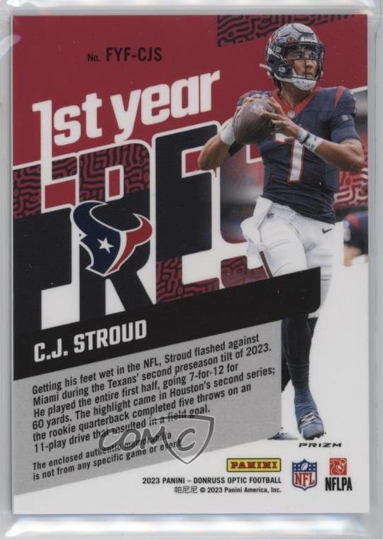 2023 Panini Donruss Optic 1st Year Fresh Blue Hyper Prizm CJ Stroud 17x6 gallery