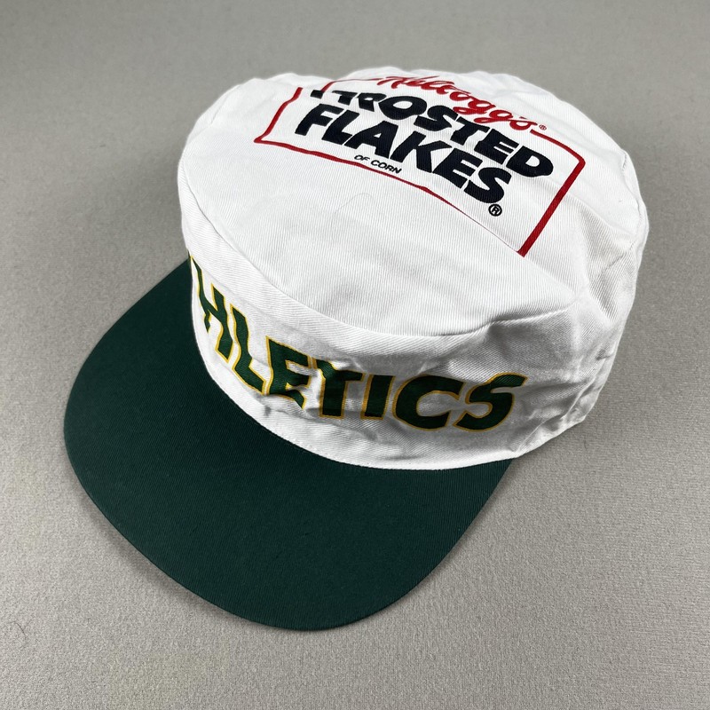 Vintage Oakland Athletics Hat Cap Painters 7-3/8 White Stretch MLB Baseball 90s