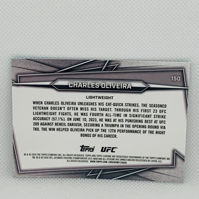 2026 Topps Chrome UFC Charles Oliveira Aqua Refractor SP /199 gallery