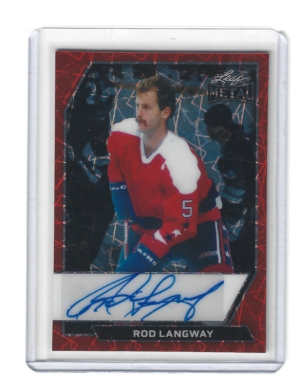 2026 Leaf Metal Hockey Rod Langway Base Auto BA-RL1 Red Laser 2/3
